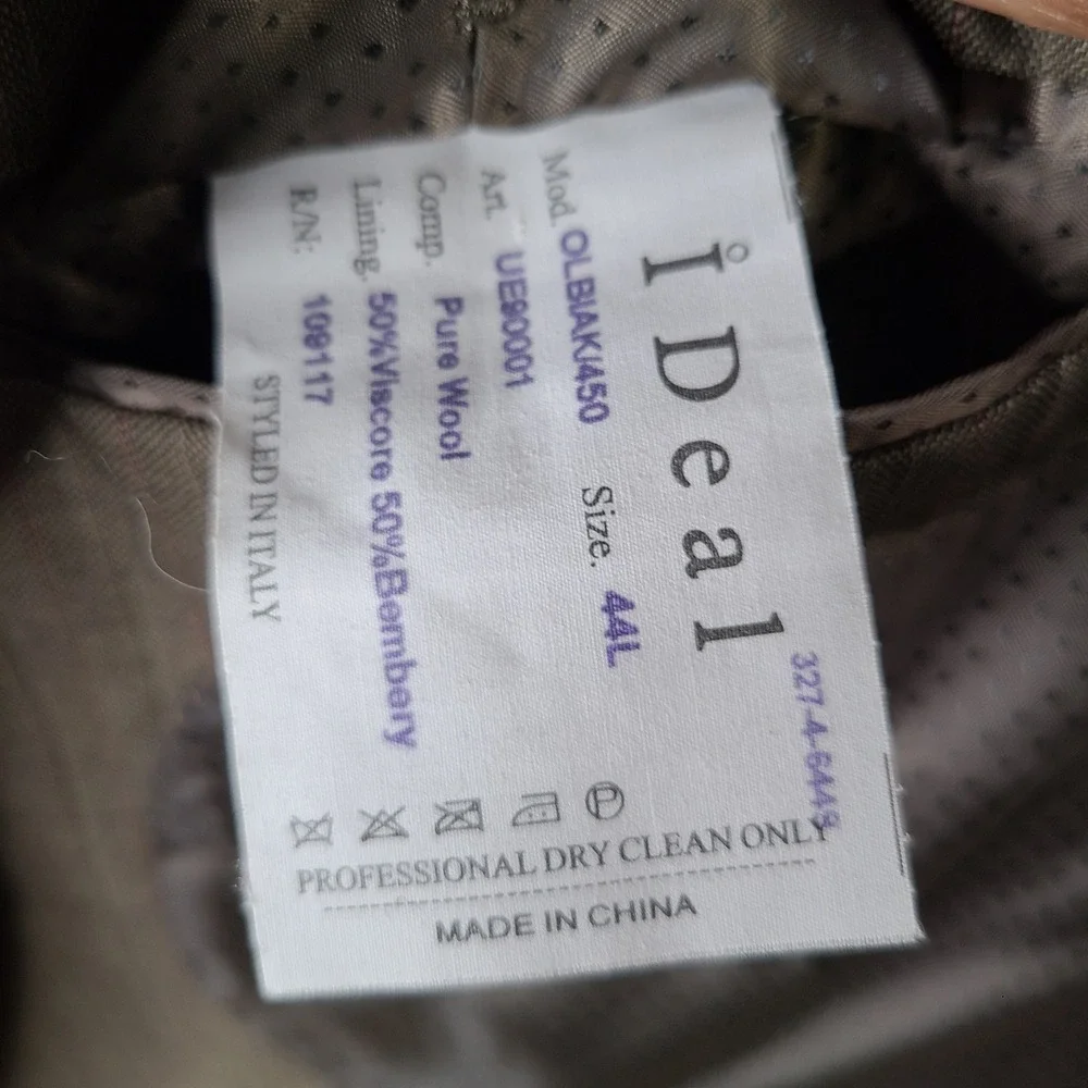 Ideal Jacket Mens‎ 44L Brown Striped Blazer Two Button Super 140s Wool Suit Coat